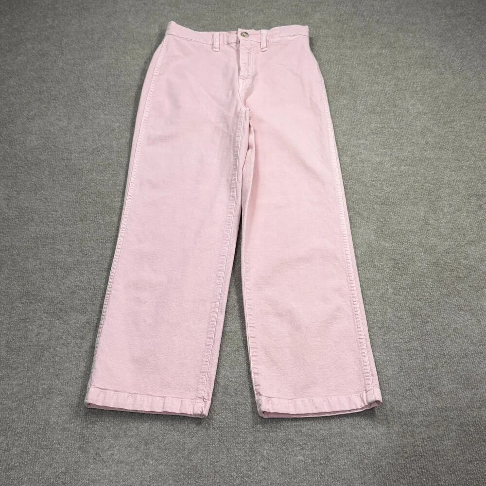 J.Crew Slim Wide-Leg Pant in Washed Canvas Pink Size 24 High Rise